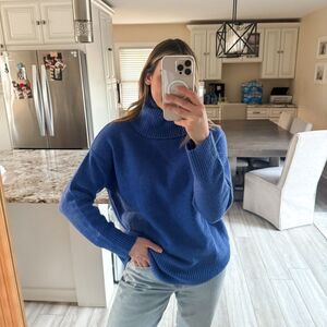 MNG Basics Blue Wool Blend Turtleneck Sweater Size M